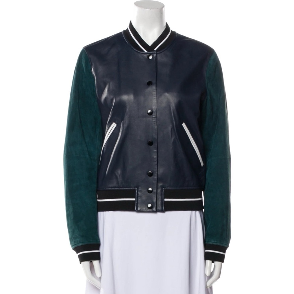 Rag & Bone Lamb Leather Contrast Bomber Jacket